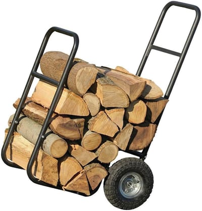 Houtkar - Dolly Transporter - Brandhout Transport - Grote Wielen Capaciteit - 113 kg - Zwart