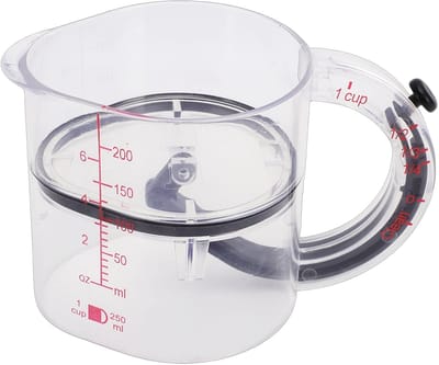 Dailygoods- Maatbeker 4-in-1 Verstelbaar - Maatbeker 1 liter - Maatbeker voor Vloeibare/Droge Ingrediënten - Afdichtingsbasis - Ruimtebesparend Ontwerp - Vaatwasmachinebestendig - Meetbeker
