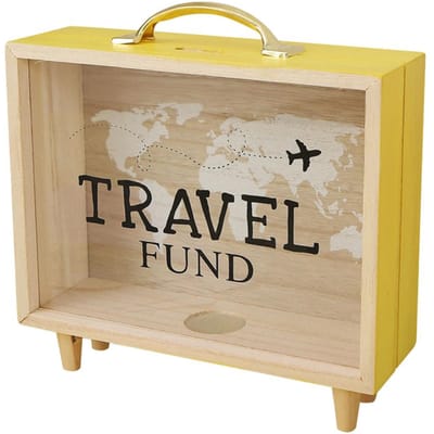 Spaarvarken Reisspaarbus Houten Koffer Bank Spaarpot Geld Tellen Grappige Spaarpot Bureau Decor voor Huisverwarming beige