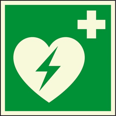 Extra lichtgevend AED bord - kunststof - E010 200 x 200 mm