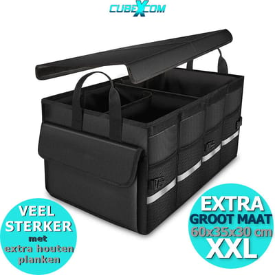 CUBEXCOM® Auto Organizer Kofferbak, XXL Auto Organizer, 63 Liter Autostoel Organizer, Opvouwbare Kofferbaktas, AntiSlip Ontwerp Voorstoel Of Achterbank En Kofferbak Opbergdoos,Toolbag, Autotas, Auto Opbergtas, Kofferbak Gereedschapstas, Meerdere Mesh