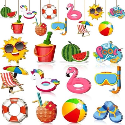 Zomerhangers Hout 24 stuks - Hawaii Decoratie voor Binnen en Buiten