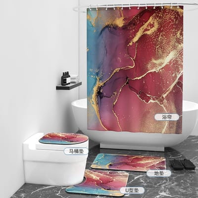 Floraweg Douchegordijn,Shower Curtain,badgordijn,badkamergordijn,Marmeren textuur plus bronzing ,-topkwaliteit - digitale printen -Anti Schimmel - Inclusief 12 ringen -met 12 stuks douchegordijnhaken – Waterdicht -Wasbaar- Polyester - 180x200 cm