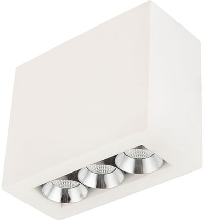 LED opbouwspot gu10 Plafondlamp gips wit, 3 vlammen, 3x 6W 3x 440lm 3000K, LxH 12,2x10 cm
