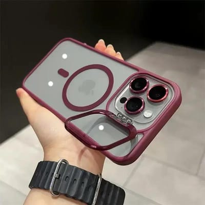 Luxe Magnetische Schokbestendige Telefoonhoes Voor iPhone 15 16 14 13 12 11 Pro Max 16 Plus Voor Magsafe Standaard Glas Lensbeschermer Cover For iPhone 15 Plus brown