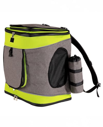 lionto Kattenrugzak, transport rugzak tot 14 kg grijs/groen
