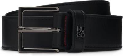 HUGO Leren Riem Giove-HU-GO-StG Sz35 Leather Belt W105 Black Zwart