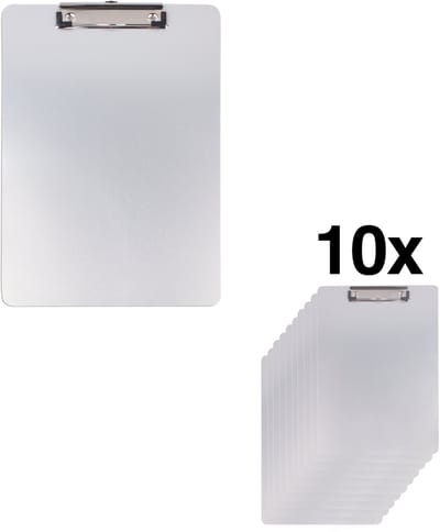 DESQ® Aluminium Klembord A4 - Set 10 stuks - Magnetische Achterkant - Vochtbestendig - Ophangoog - 226 x 319 mm