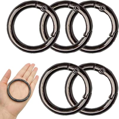 Set van 5 Grote Ronde Carabiners van Zinklegering - Voor Tassen, Sleutelhangers en Outdoor Activiteiten