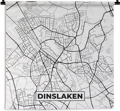 Wandkleed - Wanddoek - Dinslaken - Plattegrond - Kaart - Stadskaart - 180x180 cm - Wandtapijt