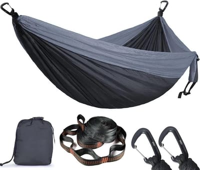 Dubbele Camping Hangmat - Outdoor Lounge - Tuin Reizen - Lichtgewicht Draagbaar - 300x200 cm - Grijs