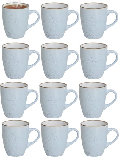 Gerimport Koffie / thee mok Sweets - 12x stuks - blauw - 350 ml - keramiek