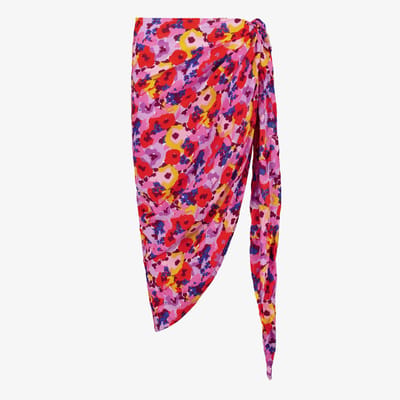 Osaga dames strandrok met bloemenprint roze - Maat 3XL