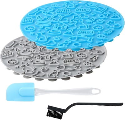 2 stuks likmat voor honden, likmat voor honden met zuignap, slow feeder, likmat voor katten, likmat met siliconen spatel en borstel, voor baden, vachtverzorging, angstverlichting en training met