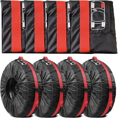 Bandenhoezen Set - Banden Beschermers - Schoon Transport Opslag - Waterdicht Stofwerend Oxford - 18-22 Inch Diameter 80cm - Rood