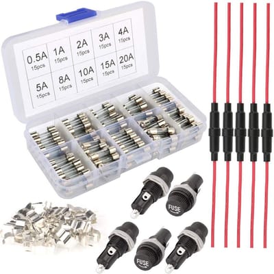 ONF3 - Glass Fussets - 150PCS Fuses - Complete Set - 5x20mm - Inclusief Fuse Holders - Geschikt voor Elektronica - E279
