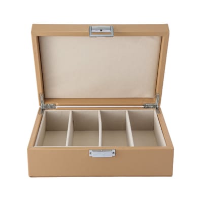 Emilie collection - brillendoos - beige - luxe opbergdoos brillen en zonnebrillen - maat medium