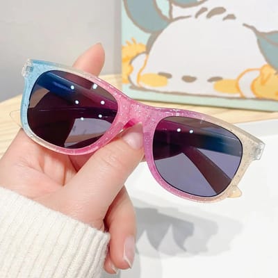 Trendy Coole Zonnebrillen voor Kinderen Kleurrijke Glanzende Vierkante Brillen Meisjes Modieuze Zonnebrillen Leuke Accessoires black