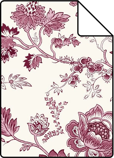 Proefstaal ESTAhome behang vintage bloemen bordeaux rood en wit - 26.5 x 21 cm - 132099-S