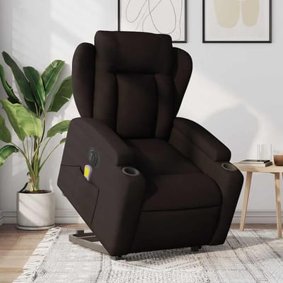 vidaXL - Sta-op-massagestoel - elektrisch - verstelbaar - stof - donkerbruin