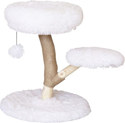 Animal Boulevard Ab59102 - Krabpalen - Kat - Ab Cat Tree Alaska Met Zitje En Mand Wit Plush-50x50x61,5cm