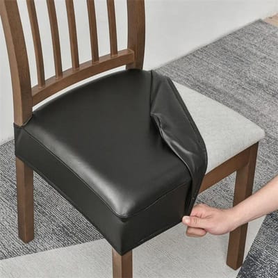 1 STUK Waterdichte PU Lederen Stoelzittinghoes Eetkamerstoelhoezen Verwijderbare Elastische Kussenhoezen voor Banket el Stoel 1piece gray