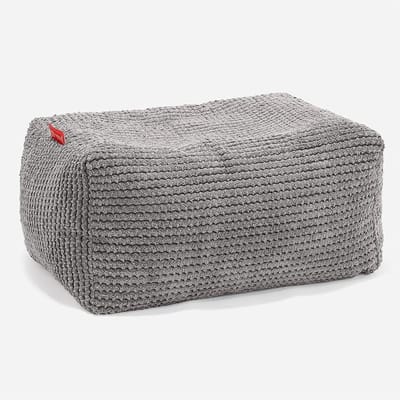 Pluizige Pompom Poef & Voetenbank - Comfortabele Kleine Zitzak voor Woonkamer - Antraciet