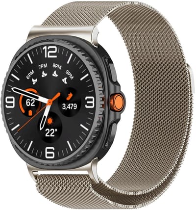 By Qubix - smartwatch bandje - Compatible Samsung bandje - Milanese band - Starlight - Geschikt voor Samsung Galaxy Watch 9 (40/44mm) - Watch 8 (40/44mm) - Watch 8 Classic (46mm)