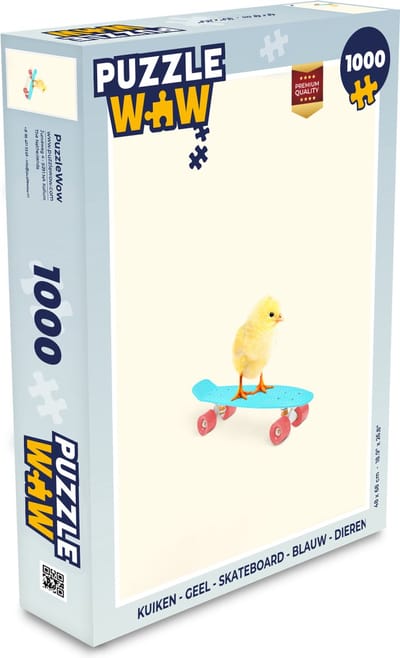Puzzel Kuiken - Geel - Skateboard - Blauw - Dieren - Legpuzzel - Puzzel 1000 stukjes volwassenen