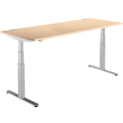 Schäfer Shop  Select Bureautafel DRIVE UP 2, T-poot, rechthoek, tweetraps elektrisch in hoogte verstelbaar, B 1800 mm, esdoorn/blank aluminium