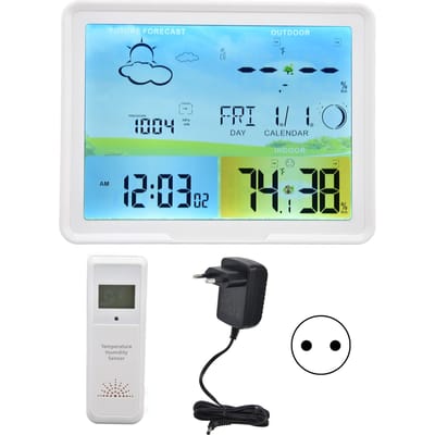 LCD Weersvoorspelling Binnen Buiten Thermometer met RCC Ontvangstfunctie 100?240VUS Stekker
