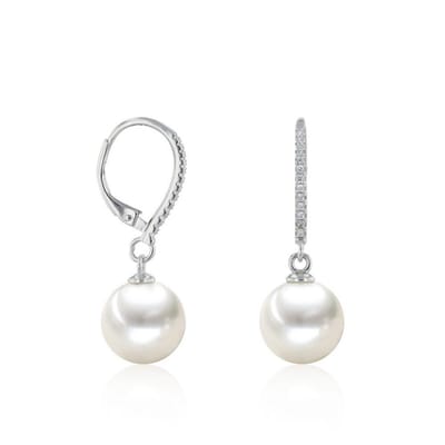 Luna-Pearls - 315.0465 - Oorbellen - Dames - 925er Zilver gerhodineerd - Zoetwatercultuurparel Ming en Zirkonia