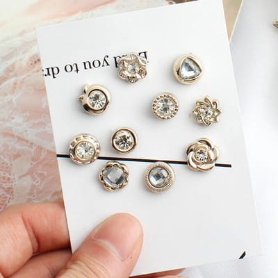 Broche Pin Set Dames Kleine Broche Parel Strass Reversspelden Trui Shirt Vaste Kleding Decoratie Accessoires Cadeau white