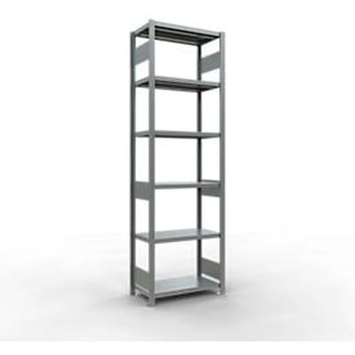 Schulte Lagertechnik MULTIplus 250 boutloos rekkensysteem, basisrek, lengte bout, 2500x750x400 mm, 6 legborden, gegalvaniseerd