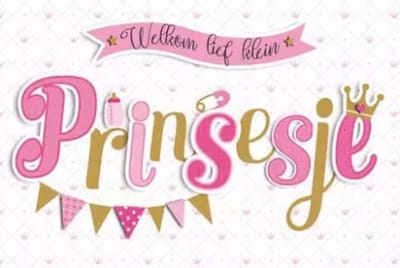 Wenskaart - A4 - XL wenskaart - Gefeliciteerd met jullie dochter - lief klein prinsesje - geboorte dochter - geboorte meisje - Extra grote kaart