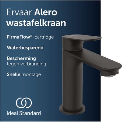 Ideal Standard Alero wastafelkraan, zonder afvoer, waterbesparend – Matzwart