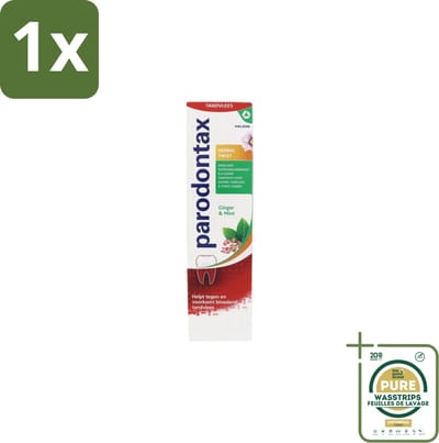 1 x Parodontax - Tandpasta - Herbal Twist - Ginger & Mint - 75ml- Bloedend Tandvlees - Tandplak - Gember - Munt - Tandvleesbescherming