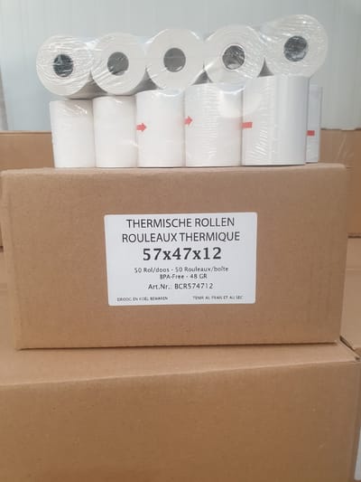 Bancontact rollen - Pinrollen 57x47x12 - 25 meter - 50 rollen per doos