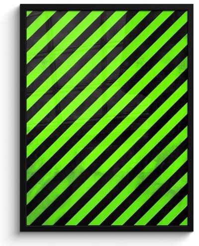 Poster in lijst - Fotolijst 50x70 cm - Posters - Gaming - Strepen - Schuin - Groen - Posterlijst zwart - Decoratie - Wanddecoratie woonkamer - Muurdecoratie slaapkamer