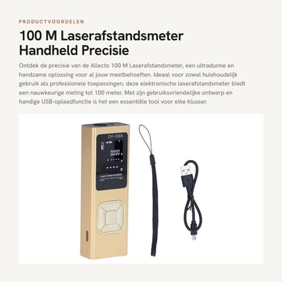 Dailygoods - 100 M Laserafstandsmeter - Handheld Precisie - Ultradun en Lichtgewicht - Elektronische Afstandsmeter - Nauwkeurig en Betrouwbaar - Gesch...