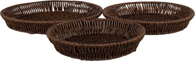 Clayre & Eef Serveerschalen Set van 3 Ø 28 / Ø 25/ Ø 22 cm Bruin Kunststof