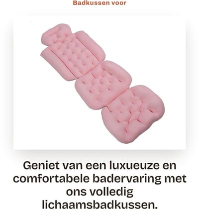 Solidchoice- Badkussen Ergonomisch Ontwerp - Antislip - Verwijderbaar - Wasbaar - 122 cm - Comfortabel Gebruik - Badmat