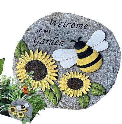 Tuinstapstenen - Decoratieve Steen - Tuinpad Aanleggen - Zonnebloem Bij Ontwerp - 23.5 cm - Standaard