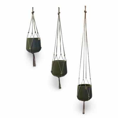 Voordeelset van 3 Plantenhangers - 80, 100 en 120 cm - Kies kleur - Beige - Katoenkoord - Geschikt voor Pot met Diameter t/m 20 cm - Handgemaakt in ons Macramé Atelier - 3 Stuks - Let op: Exclusief Pot - Inclusief Verzendkosten