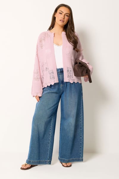 Yours Roze Gehaakt Gebreid Vest Size 54-56