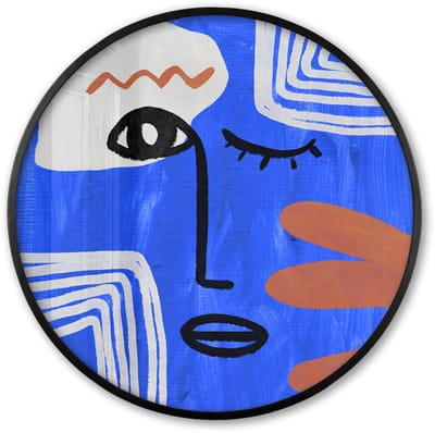 Poster in lijst Rond - Fotolijst 60x60 cm - Posters - Portret - Blauw - Abstract - Ronde posterlijst zwart - Decoratie - Wanddecoratie woonkamer - Muurdecoratie slaapkamer