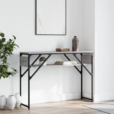 vidaXL - Wandtafel - met - schap - 105x30x75 - cm - bewerkt - hout - grijs - sonoma