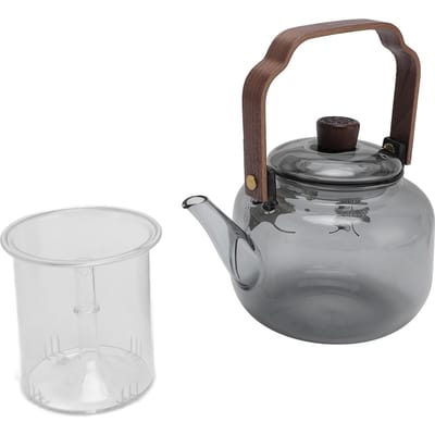 Glazen Theepot met Verwijderbare Infusers 900ml Hoog Borosilicaatglas Geschikt voor Kookplaat Theeketel met Houten Handvat voor L gray