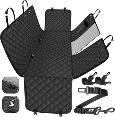 Achterbank hondendeken met zijbescherming en ritssluitingen - waterdicht en krasbestendig - hondenautostoeltje - SUV hondenautodeken 145 x 138 cm - zwart