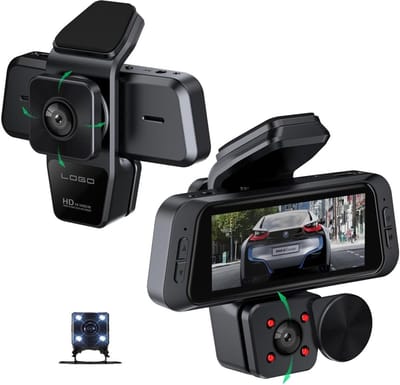 3-kanaals dashcam voor en achter 1080p + 480p + 480p videorecorder met wifi-app IR infrarood nachtzicht auto-DVR cyclusopname G-sensor